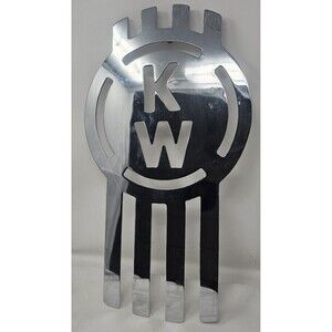 Vtg Kenworth Silver Metal Grille Emblem Tractor Trailer Semi Truck Badge 18.5"